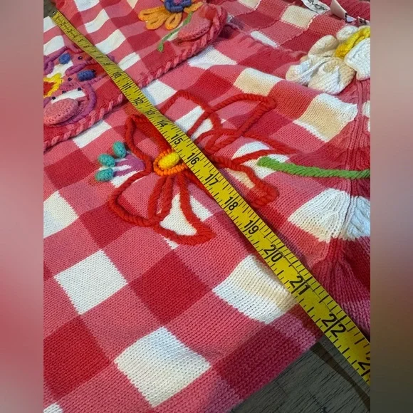 Michael Simon Red/Pink Embroidered, Handmade Flowers And Beads Sz O/S - Picture 9 of 9